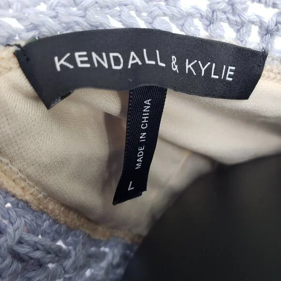 3/$25 Kendall & Kylie Crochet Knit Cropped Halter Top L Boho Backless Ties Blue - Picture 6 of 7